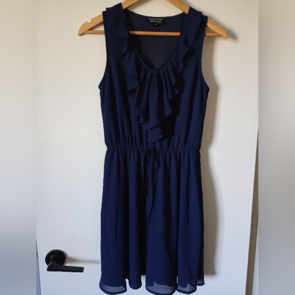 Navy Ruffle Mini Sleeveless Dress Size Small
